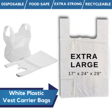 Plastic Vest Carrier Bags White Plastic Heavy Duty Bags Reusable Shopping Bags