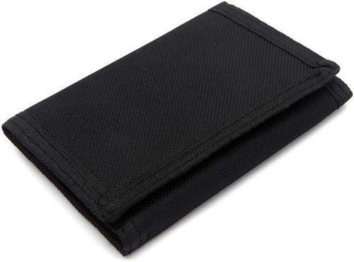 Black wallet nylon trifold - nylon,