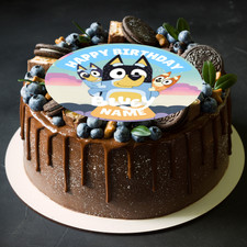 Bluey Large Round Cake Topper Icing Wafer Edible Circles printed with edible ink