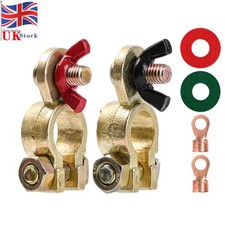 2x Heavy Duty Car Battery Terminal Connector Positive Negative 12V Brass Clamps
