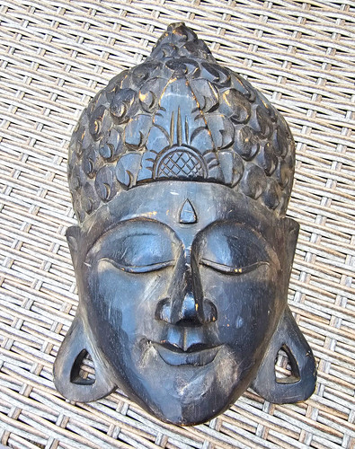 Carved wooden buddha head - carved,