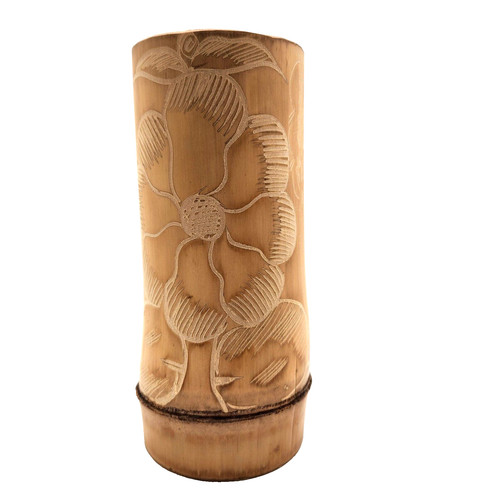 Chinese carved bamboo vase - carved,