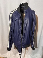 Gianni Lupo Faux Leather Jacket bit of damage around collar size large blue 
