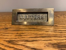 ANTIQUE QUALITY 19TH C BRASS LETTER BOX FRONT DOOR FURNITURE
