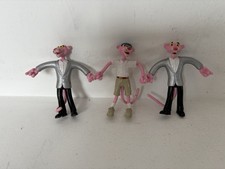 3 x Pink Panther 4.5" Bendy Bendable Figures 1999 Vintage Toys Suit & Golf