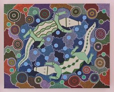Original Acrylic Aboriginal-style Dot Painting 'Crocodile Creek'