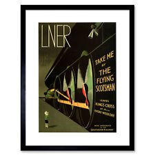 Lner Railway Flying Scotsman UK Locomotive Vintage Advert Framed Art 12x16 Inch