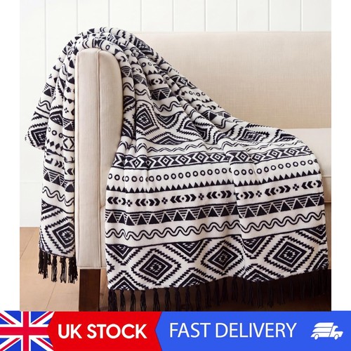 Boho throw blanket black and - boho,