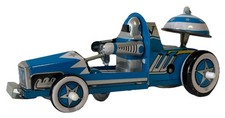 Vintage Style Tinplate Wind Up Clockwork Robot Blue Racer Car MS 269 Unboxed