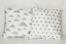 2pack baby pillows filled patterned cushions 4 pram cot bed clouds stars 1 year+