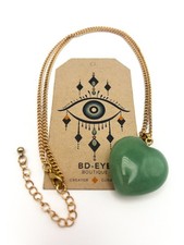 Jade Heart Pendant Gold Tone
