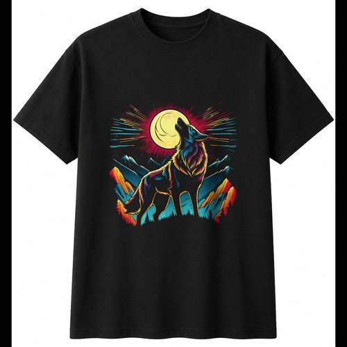 Tattoo howling wolf - howling, sunbeams