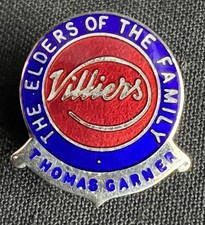 VILLIERS M/C ENGINES VINTAGE ENAMEL SILVER LAPEL BUTTON HOLE BADGE THOMAS GARNER