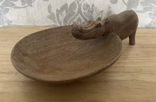 Wooden Hippopotamus Bowl Wild Animal Hippo Retro Decor Homeware Hand Carved