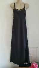 Zara Black Satin Maxi Dress, Size S UK 8-10 Sexy Lingerie Sheer Panels