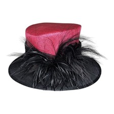 Jacques Vert Wedding Hat Pink Black Feathery Mother Of Bride Wedding Formal 