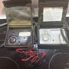 2 x AVO Multiminor Multimeter in Leather Case and  1 x leads Vintage Test  
