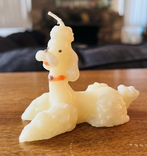 Vintage white poodle dog - white,