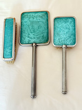 Dressing table set of hand mirror, hair brush, clothes brush, in lovely conditio