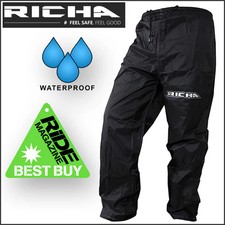 Richa Rain Warrior 100% Waterproof Over Trousers/Pants/Jeans - Black