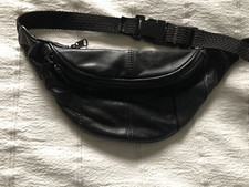 Vintage Black Leather Banana/ BumBag