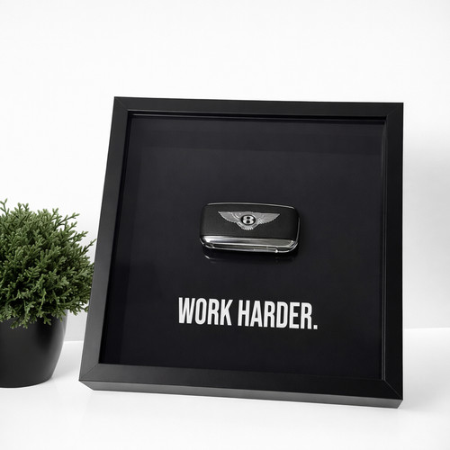 Bentley key framed work - framed, –