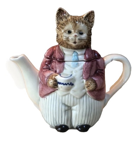 Vtg cat musical teapot japan - vtg,