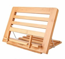 Bamboo Cook Book Stand Recipe Display Reading Rest Folding Adjustable Holder