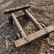 Vintage Heavy-Duty Wooden Piano Trolley Dolly Robust Industrial. Furniture Mover