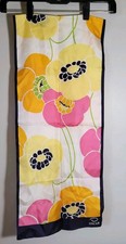 Oscar de la Renta Floral 100% Silk Scarf 52" X 11.25" Rectangular Logo