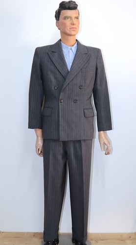 French 1940s striped wool - 1940s,