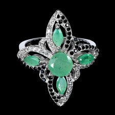 Silver Ring Green Emerald