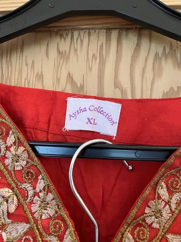 Red embroidery piece punjabi - red,