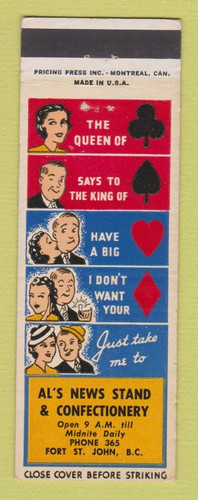 Matchbook cover s news - matchbook, al's