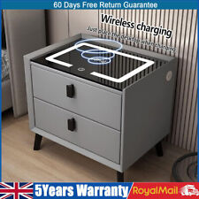 Bedside Charging with Smart Table Drawers Bedroom Modern 2 Phone Furniture Light
