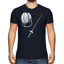 FENCING DISTRESSED PRINT MENS T-SHIRT VINTAGE STYLE TOP EPEE EQUIPMENT GIFT