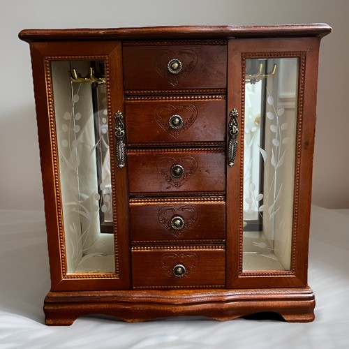 Wood jewelry box armoire - wood,
