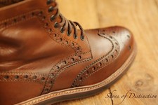 Grenson Brown Leather Derby Brogue Boots Shoes Men UK 7 G US 8 EU 41