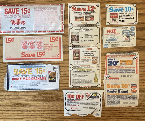 Vintage 1980s food - vintage, coupons
