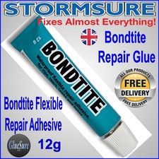 BONDTITE 12G UNCARDED FLEXIBLE REPAIR  GLUE CLEAR TENT WADERS RIPS HOLES SHOES