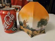 VINTAGE DUTCH HAND PAINTED GLASS LAMPSHADE 1960'S WINDMILL BOATS 17 CM??