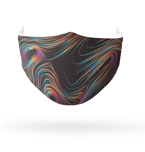 Black rainbow swirls face - rainbow,