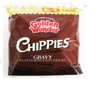 NEW Golden Wonder Chippies Gravy 18x70g PM £1 Crisp Snack FULL BOX Picnic Party