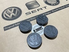 VW Golf Jetta Polo Scirocco Wheel Centre Caps Set Black Plastic New Genuine OEM