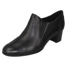 Ladies Clarks Chunky Stacked Heel Smart Trouser Shoes Linnae Way