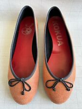 Kokua Barcelona Comfy Salmon Texture Leather Slipper Flat Ballerinas Shoes 39/6