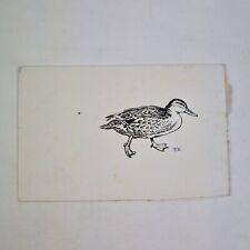 Sir Peter Markham Scott Pen Drawing Of Female Mallard Duck Signed With Initials