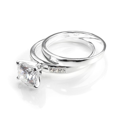 Sterling silver cz crystal - silver, &