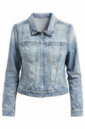 Ladies blue denim jacket zip - ladies,
