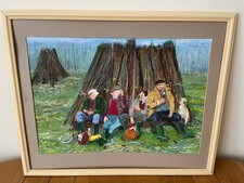 Oil On Board - Men Harvest